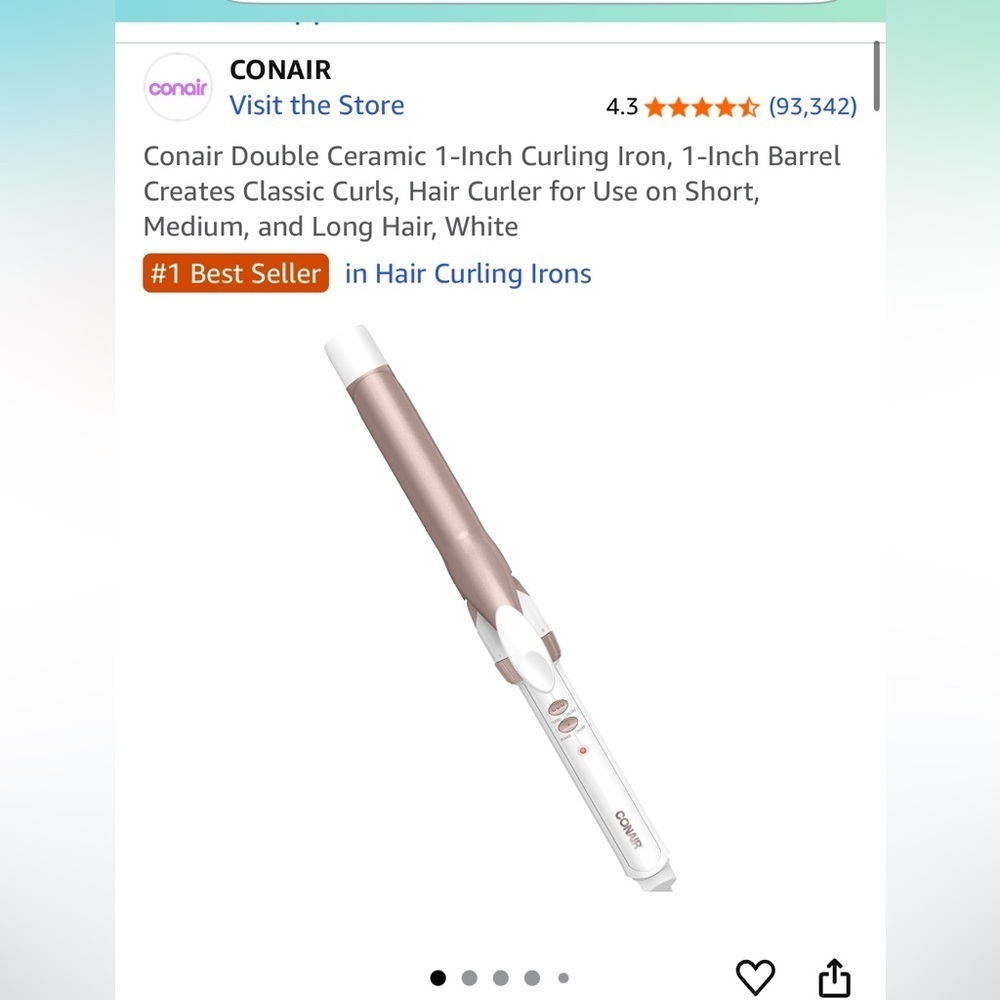 Conair Curling Iron in White and Rose Gold